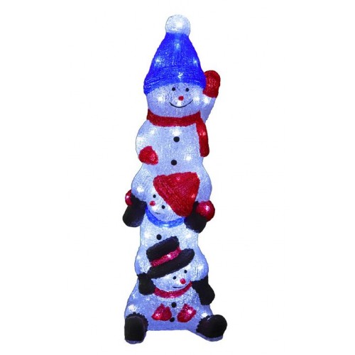 Acrylic Cheeky Stack of 3 Snowmen - H62cm